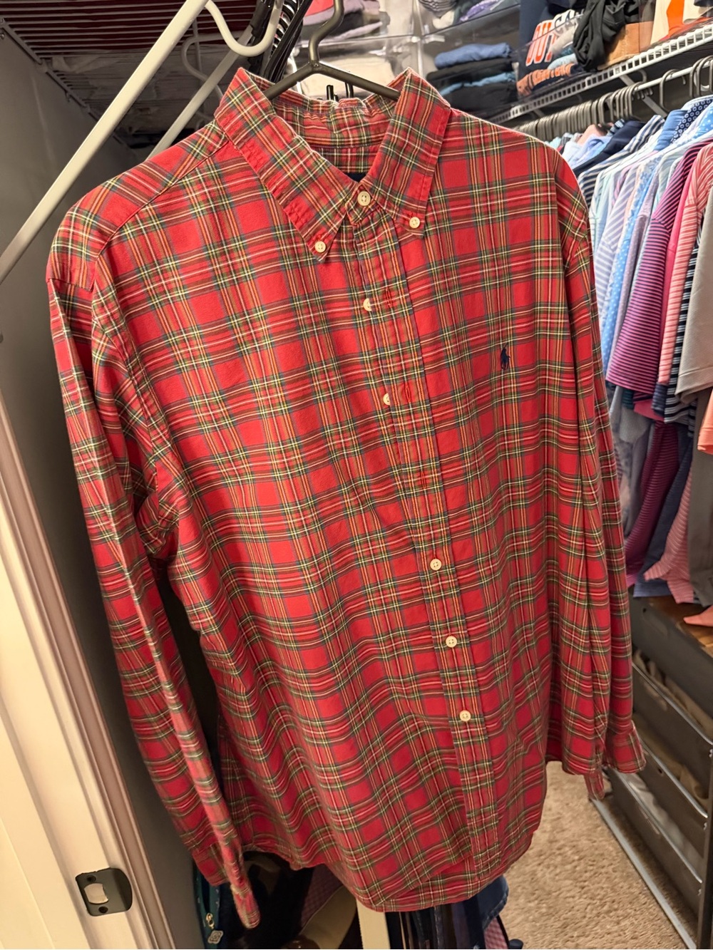 Ralph Lauren Red Green Plaid Button-Down Shirt